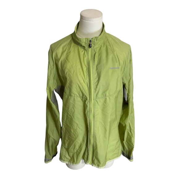 PATAGONIA Lightweight Green Gray Windbreaker Zip up Jacket Under Size L packable - Picture 1 of 4